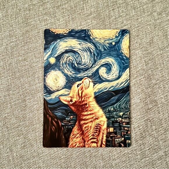 Starry Night Tabby Cat Art Magnet - Picture 2 of 3